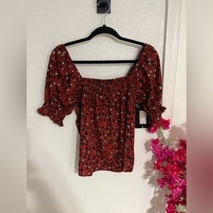 Squareneck Smock Detail Top